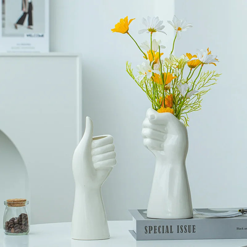 Creative Hand Shape Ceramic Vase