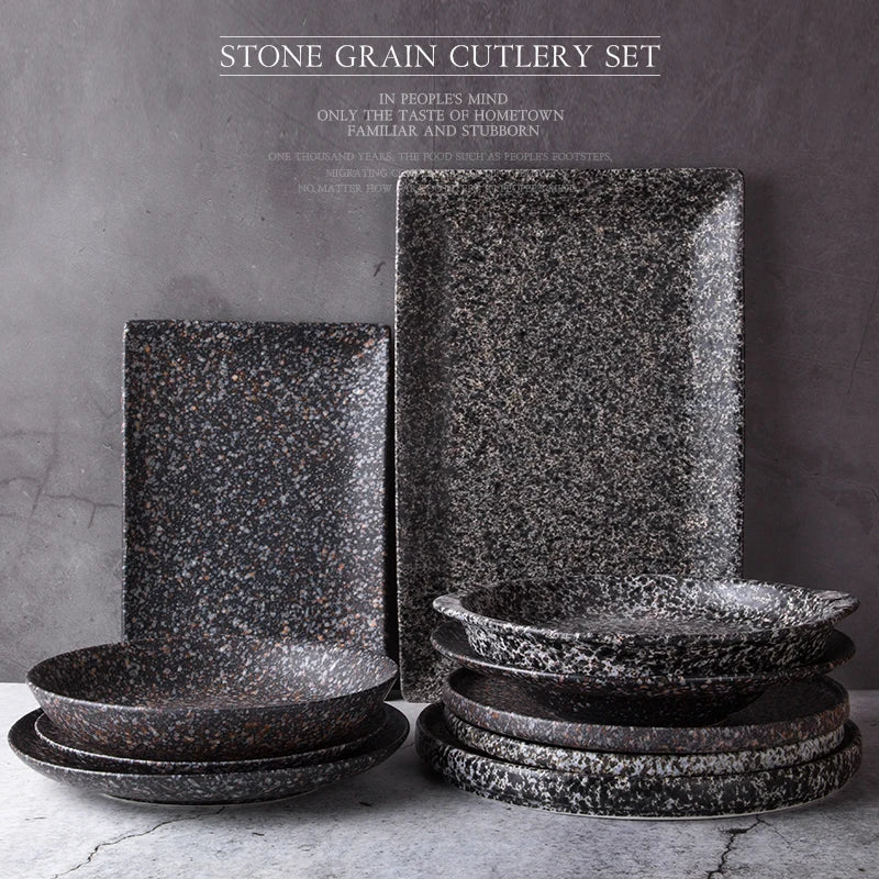 Nature Stone Pattern Porcelain Dinner Sets