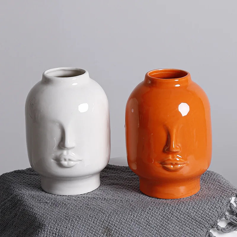 Human Face Ceramic Vases For Home Decor