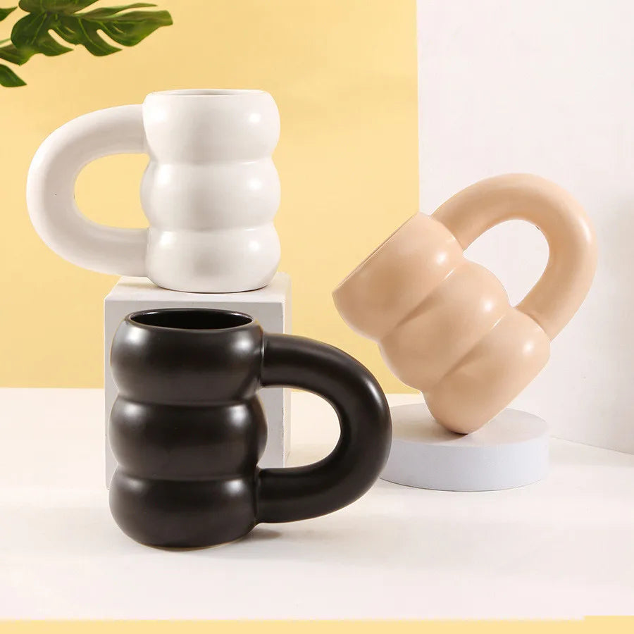 Thick Handle Ceramic Tire Mug